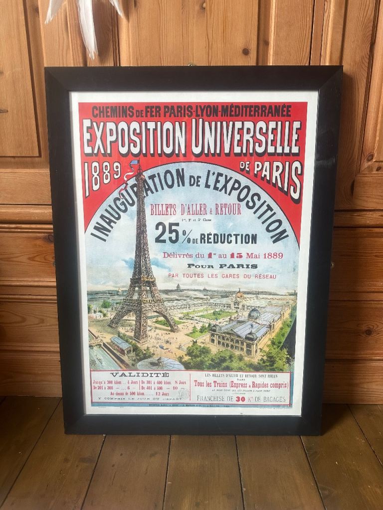 Paris exposition universelle 1889 print with frame