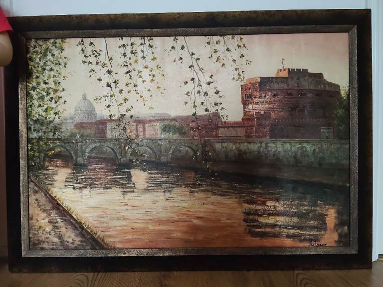Large Frame Oil Painting Art Work Rome Cityscape Large Size 29×41 inches
