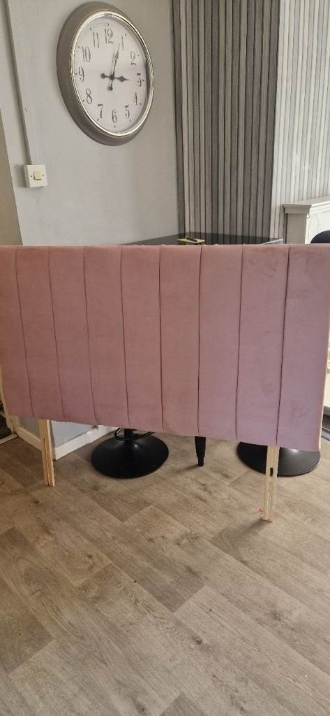 Pink Velvet Headboard – Double Bed, Good Condition
