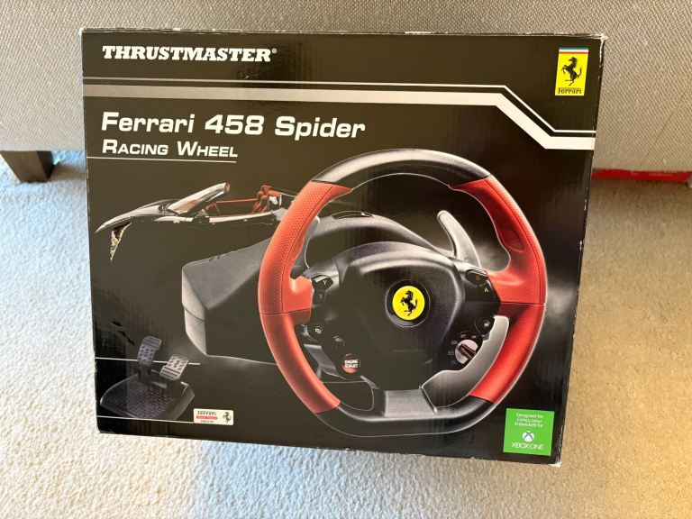Ferrari 458 Spider Racing Wheel | Compatible with Xbox | Wheel + Pedals + Clamp