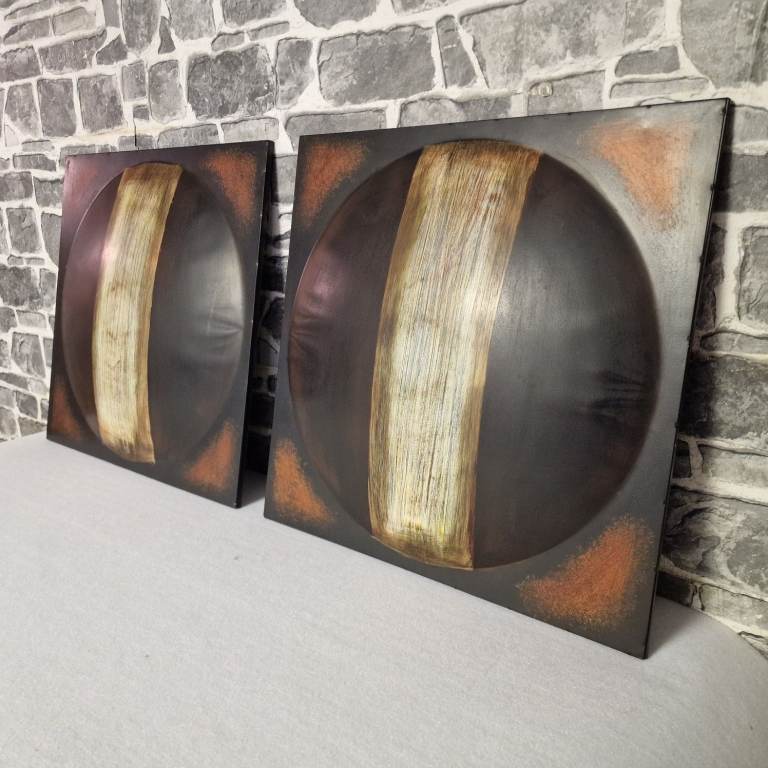 Pair of Modern Abstract 3D Wall Art Panels – Great Condition