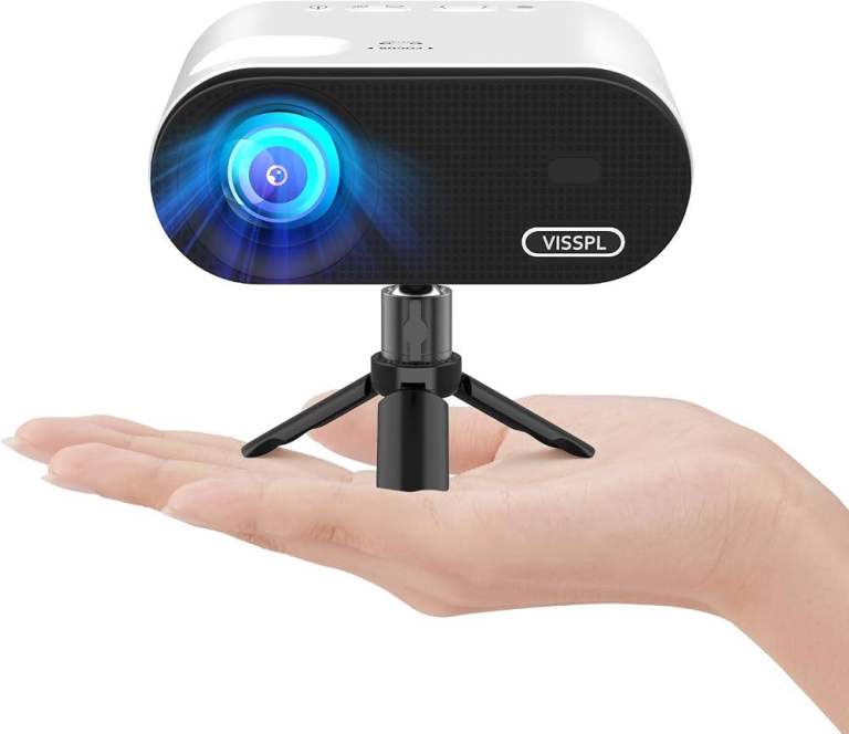 VISSSPL Mini WiFi Bluetooth Projector – New, White