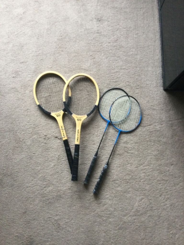 Children's  tennis and badminton rackets.