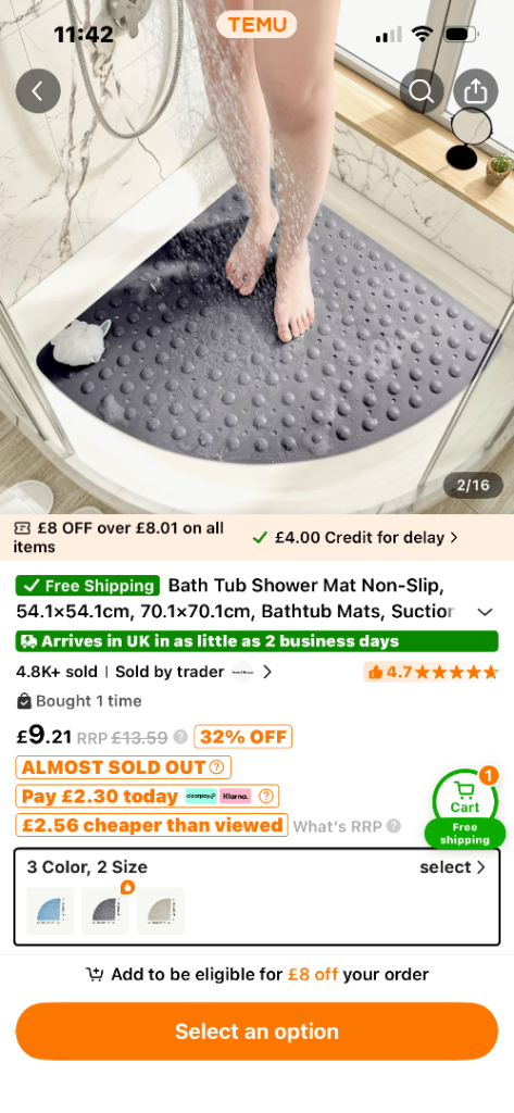 Shower tray mat
