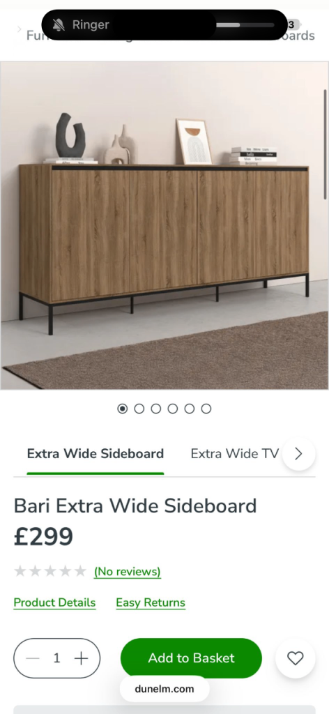 Dunelm Bari Extra Wide Sideboard RRP £299