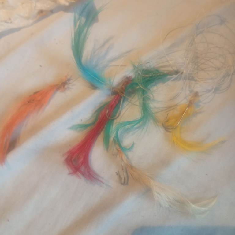 mackeral feathers vintage with packet