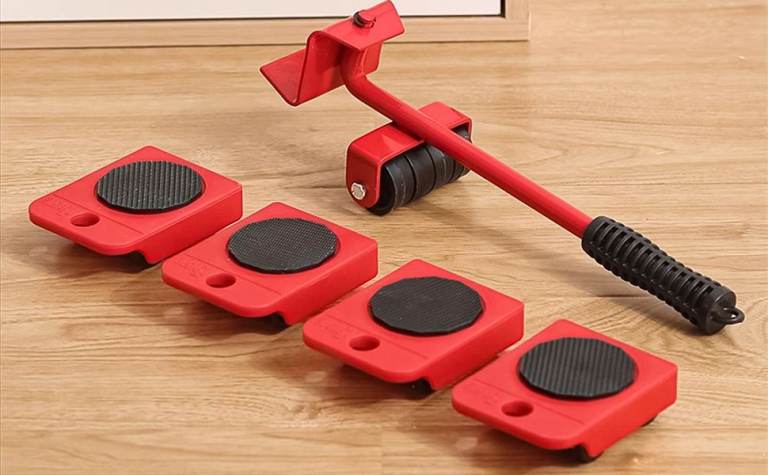 5PCS Furniture Movers Heavy Duty Lifter Tools Sliders Wheels Roller Set with Crowbar 