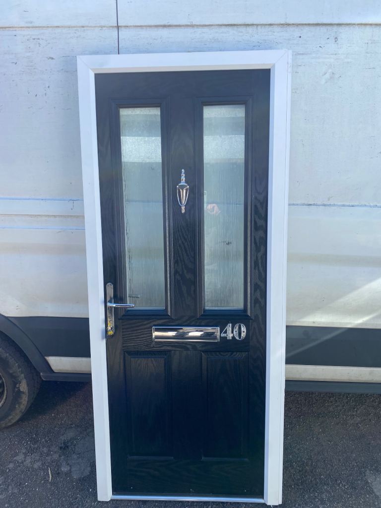 Used Upvc Black Front Composite Door 