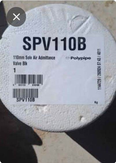 Polypipe SPV110B 110mm Solv Air Admittance Valve Black - New