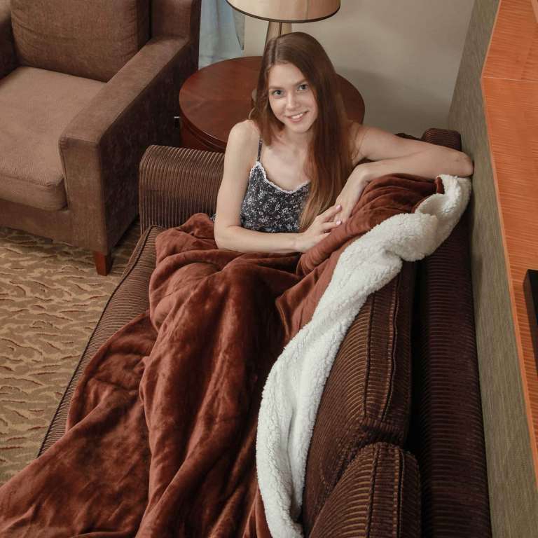 King Flannel Fleece Sherpa Blanket - 2 Layer Winter Blanket