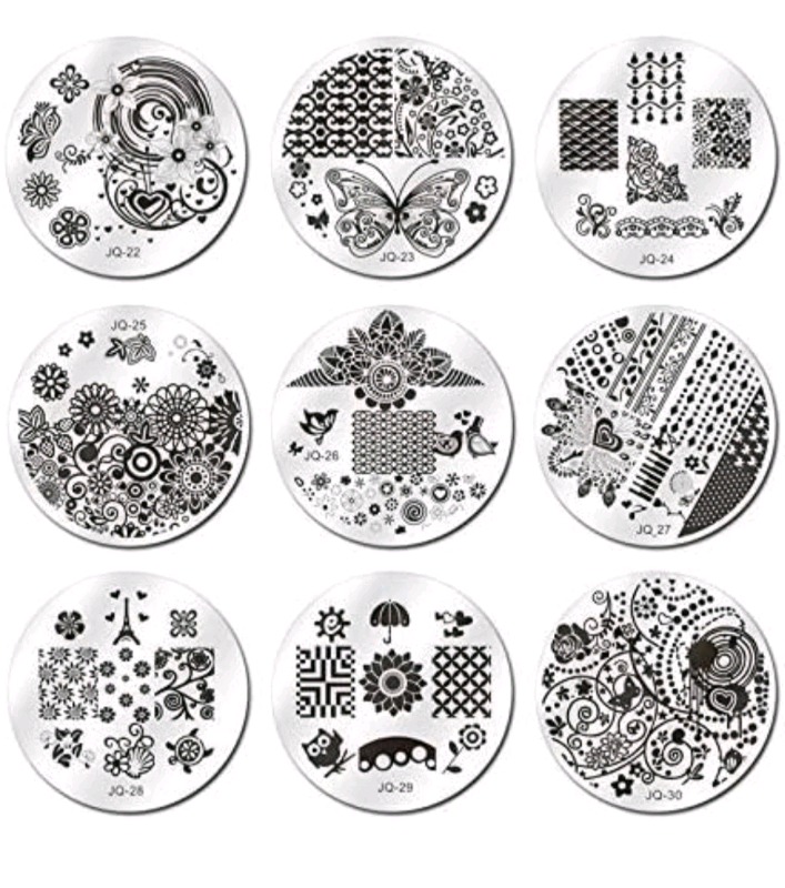 Bnip Biutee 30Pcs Round Nail Stamping Plates Kit