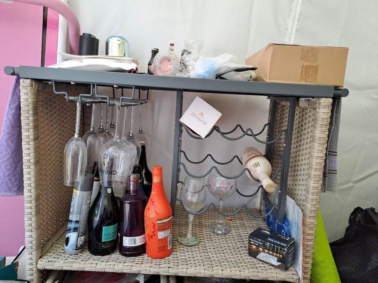 Rattan Effect Drinks Bar / Serving Cart – Good Condition