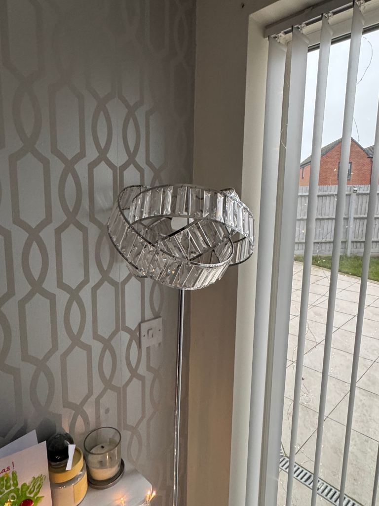 Crystal and chrome floor lamp