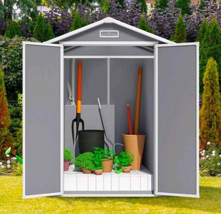 6 x 4 FT Garden Shed Plastic (Grey)