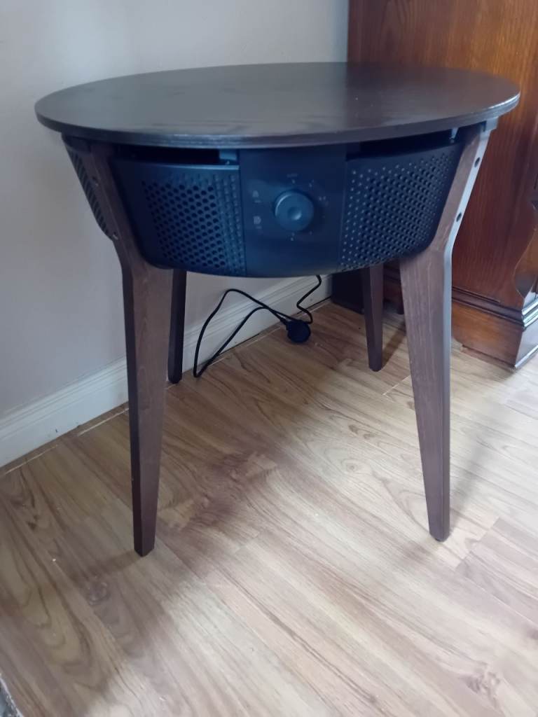 Wooden Round Side Table Coffee table with Built-in Air Purifier 