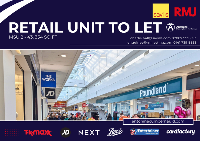 Prime Retail Unit To Let – Antonine Shopping Centre, Cumbernauld