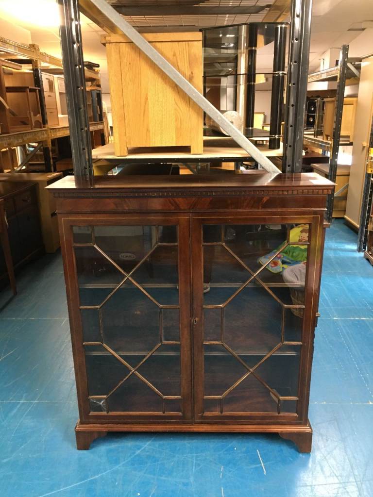 Glass Door Dark Wood Display Cabinet TCL Reuse 104450