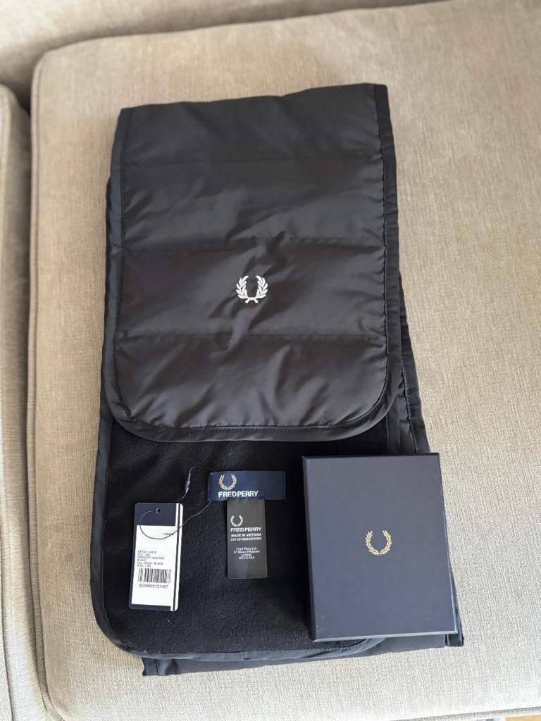 image for Brand New Fred Perry Bundle. Quilted Scarf was £75, Cardholder was £45. £50 for both for quick sale.