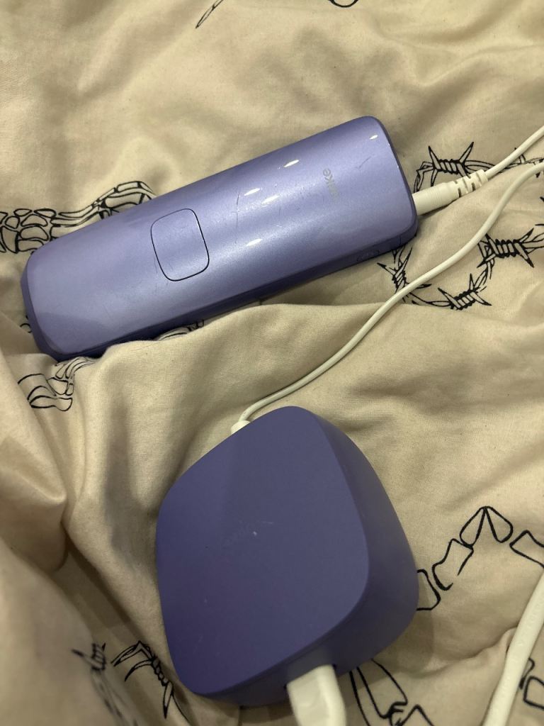Hair Removal Device and Charger - Purple, Good Condition