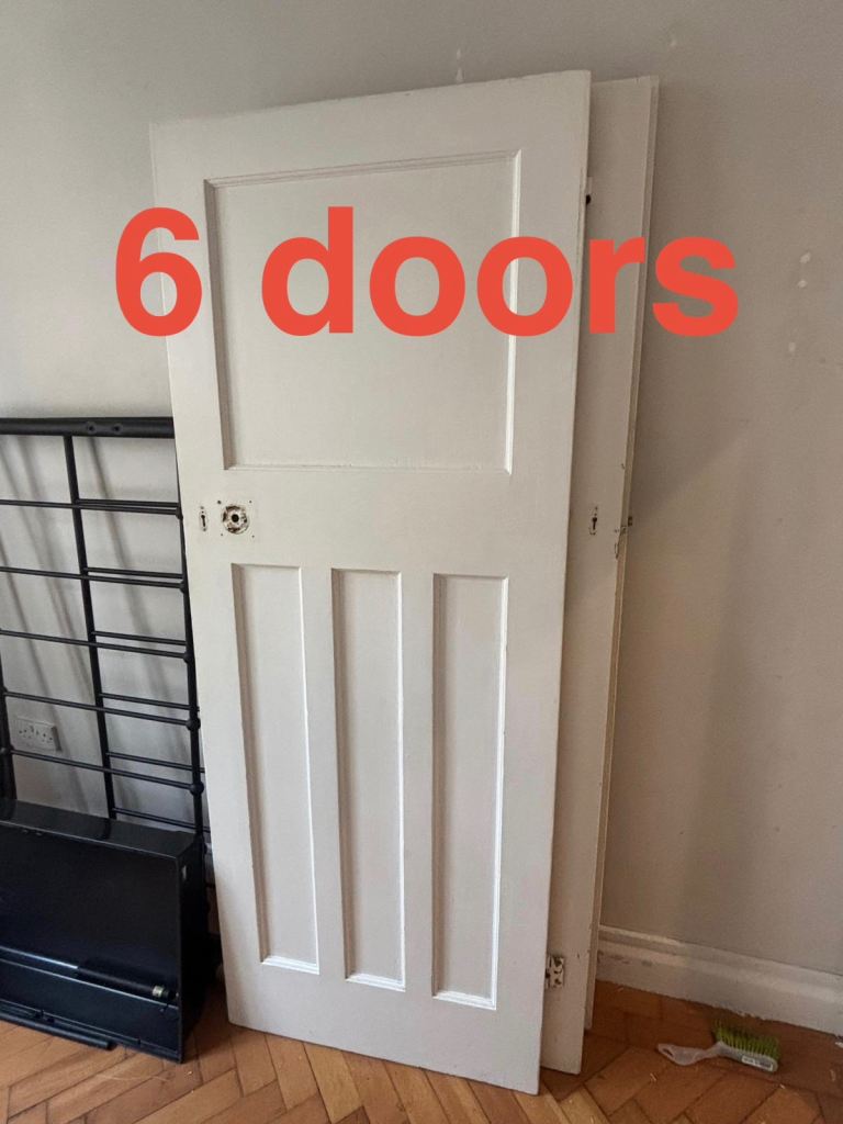 Vintage Internal Wood Doors – White, Good Condition