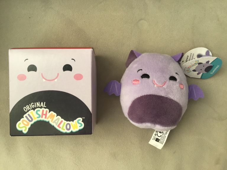 Brand New Mini ‘Squishmallow’ Purple Bat Boxed Soft Toy
