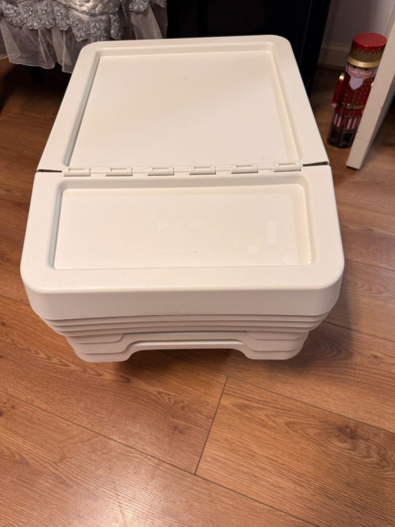 4 x IKEA SORTERA Sorting Bin with Lid – Beige, 37L