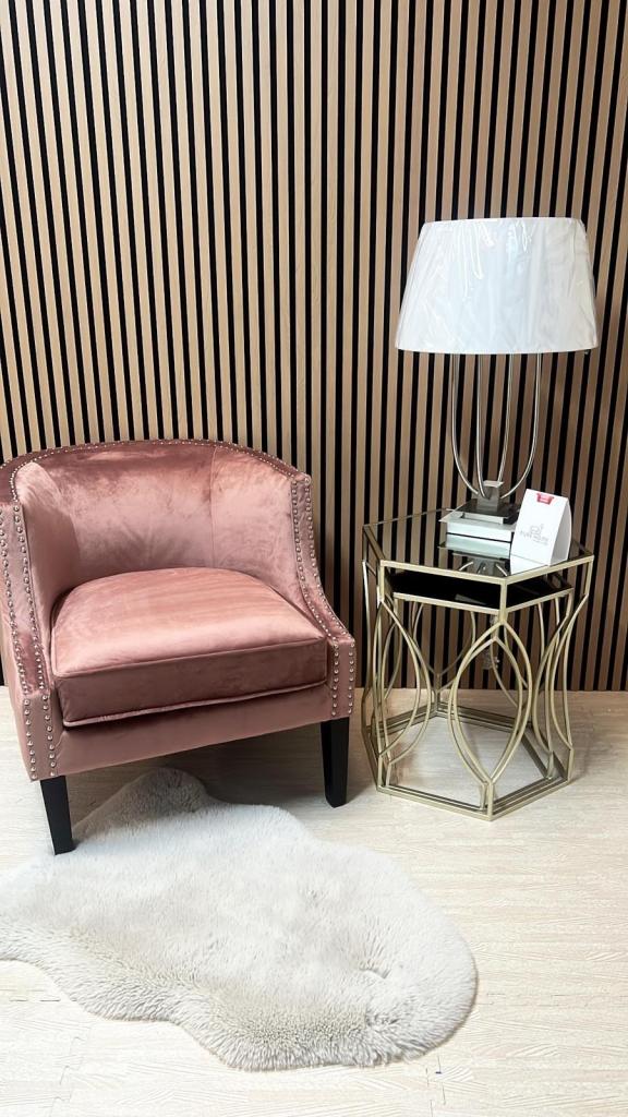 New Chair Pink Velvet Studded - Original Price £299 - Delivery