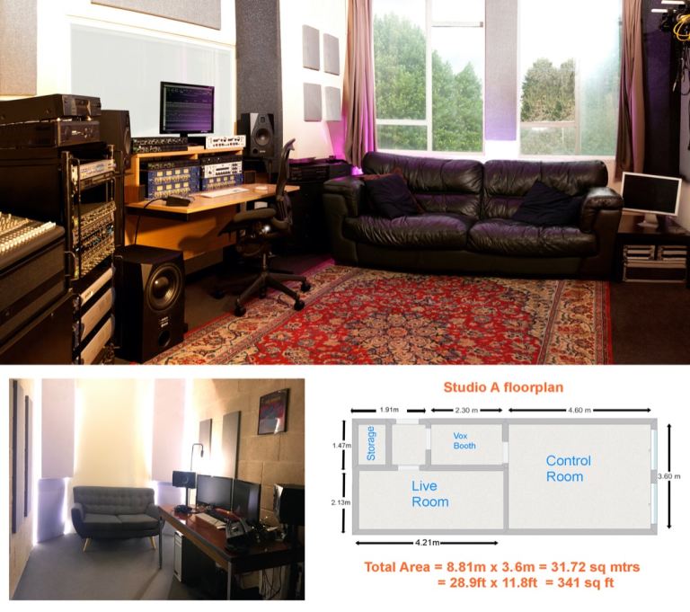 Recording studio with LIVE ROOM/31.72 SQ MTRS of soundproofed space/Vocal booth/Air con