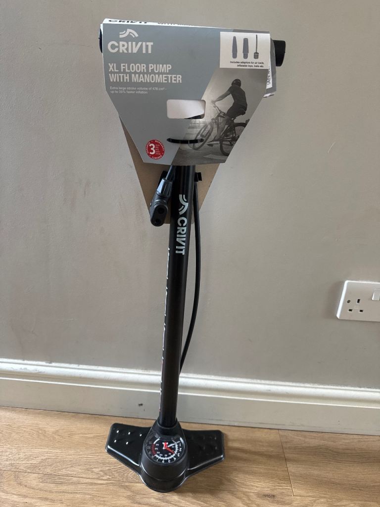 Crivit XL Floor Pump with Manometer – Brand New