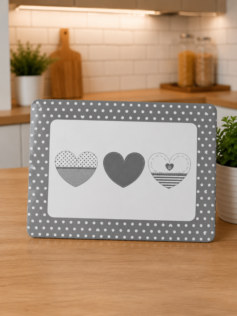 Decorative Grey Heart table mat