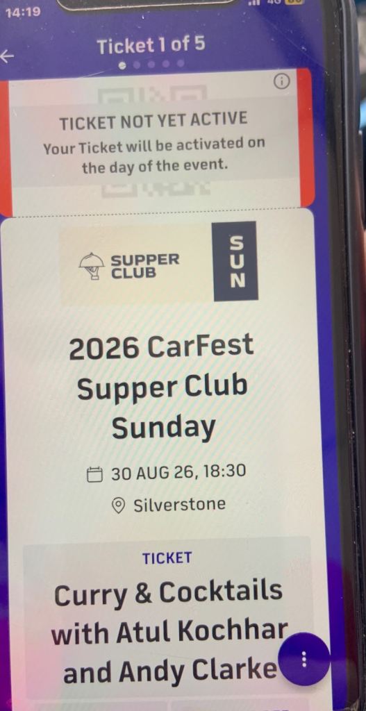 2026 CarFest Supper Club Sunday Ticket - Curry & Cocktails