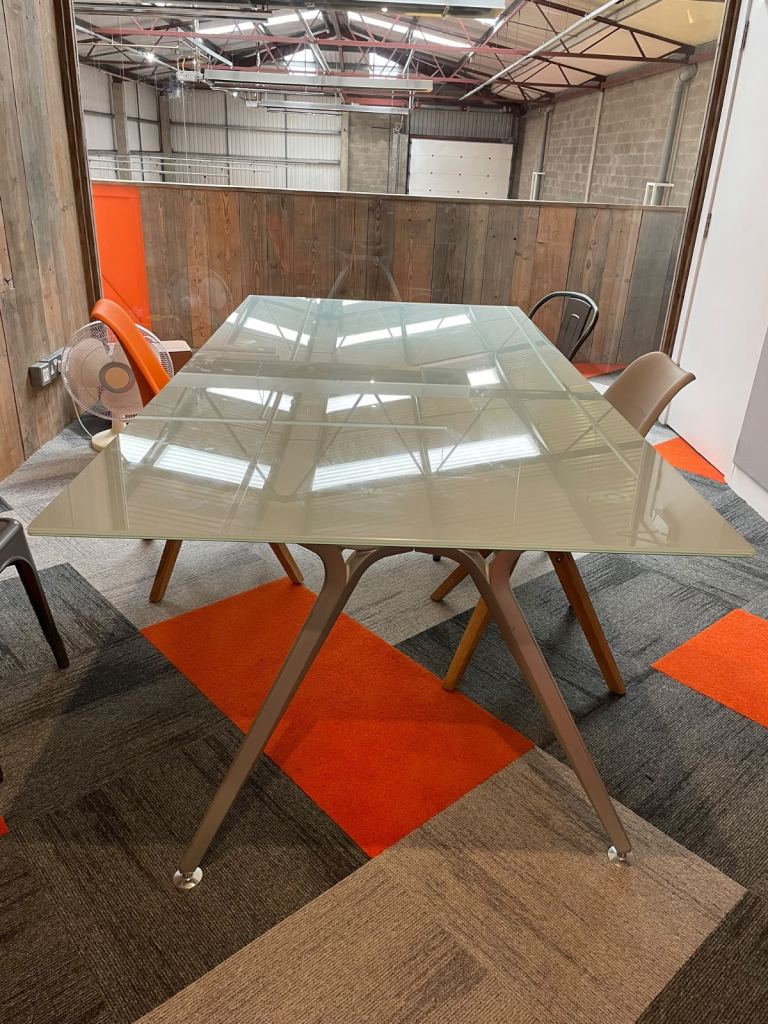 Glass Table with Metal Legs