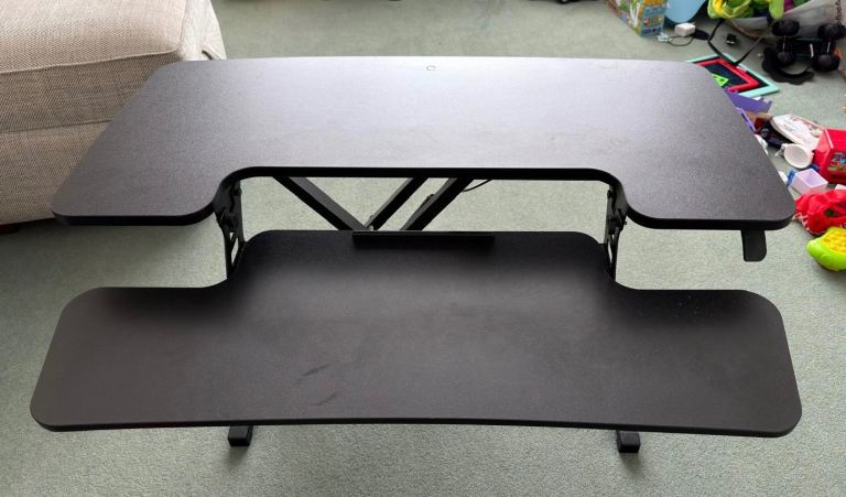 Height Adjustable Desk Attachment - Standing Computer Desk with Keyboard Tray