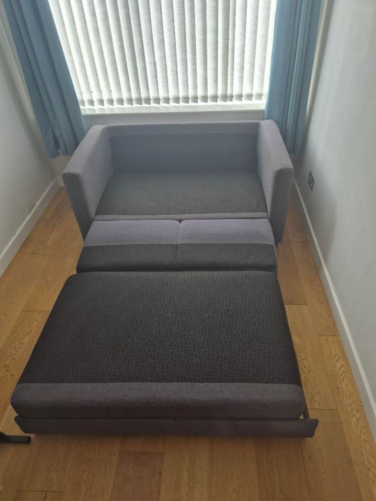 Compact Grey Fabric Sofa Bed – Good Condition