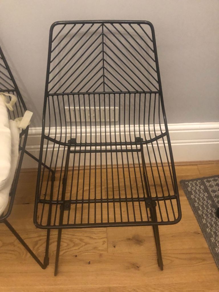dunelm black metal dining chairs 2x