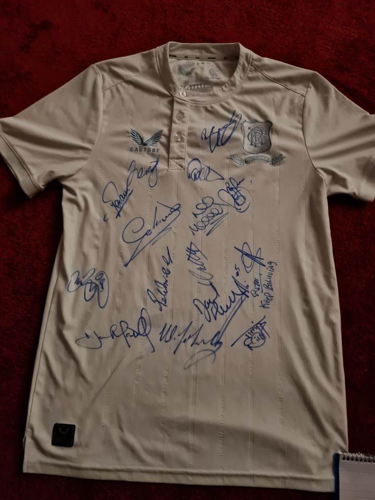 Rangers HAND SIGNED 150th Anniversary shirt
