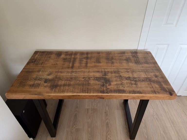 Rustic Wooden Table with Metal Legs – Good Condition