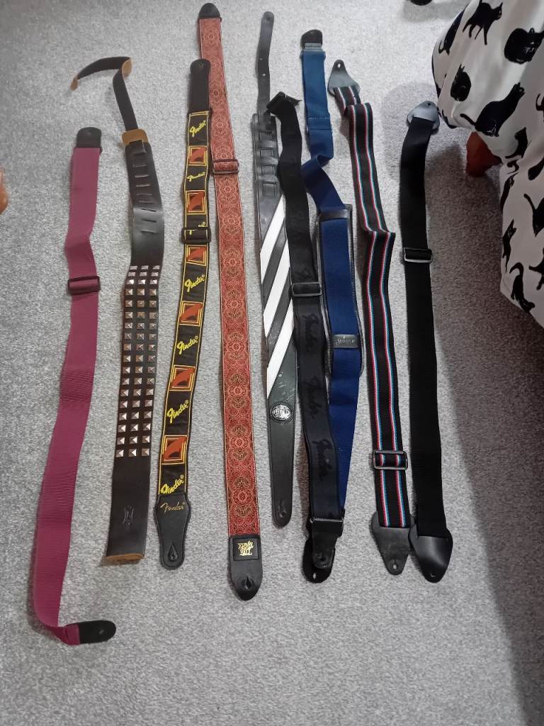 Selection of Guitar Straps – Fender and Others, including a couple of quality leather straps