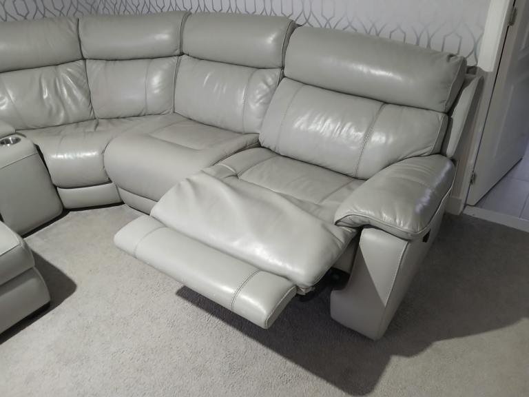 DFS power recliner leather sofa
