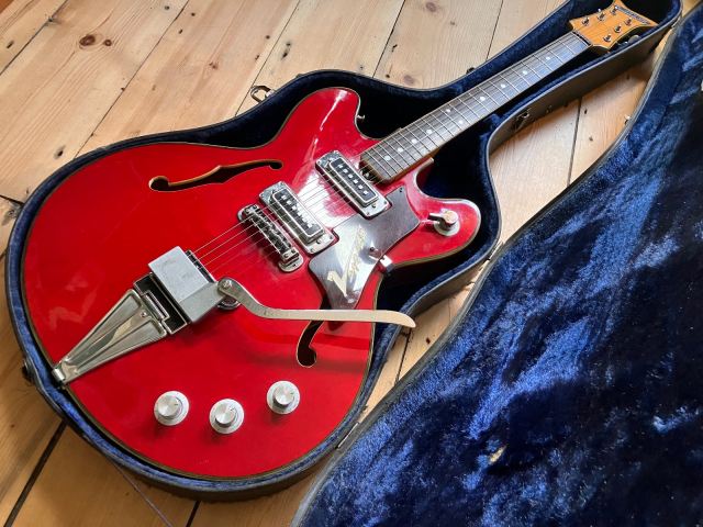 Vintage 1960s Teisco Vegas 66 Semi Acoustic Electric Guitar Japan