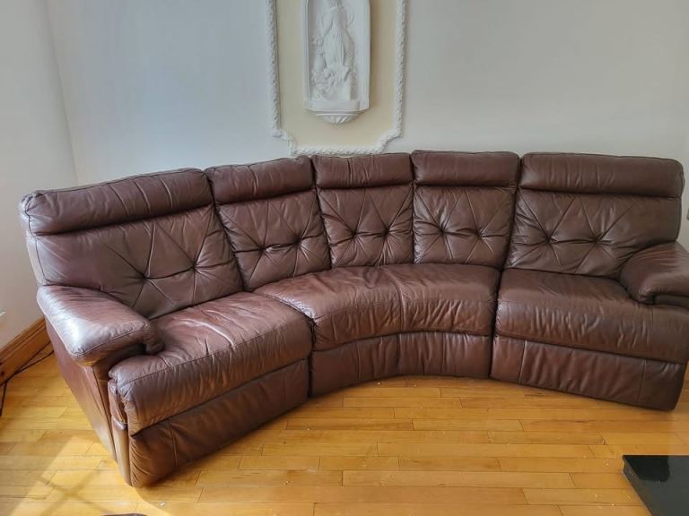 Brown Leather Sofa and Armchair Set – Good Condition