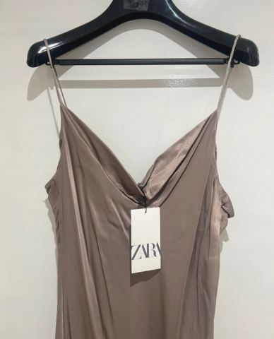 New Zara Satin Slip Dress XXL  Taupe | in Bicester, Oxfordshire | Gumtree
