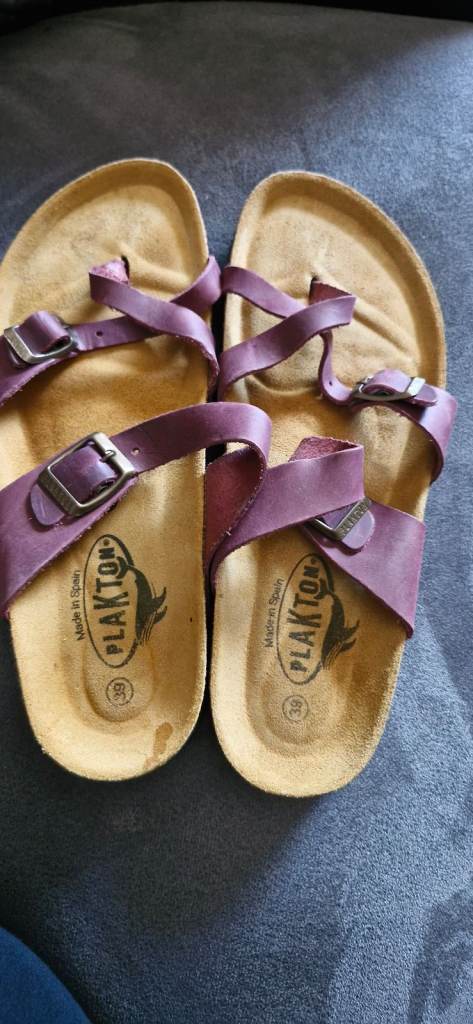 PLAKTON Sandals - Purple Leather, Size 38, BRAND NEW