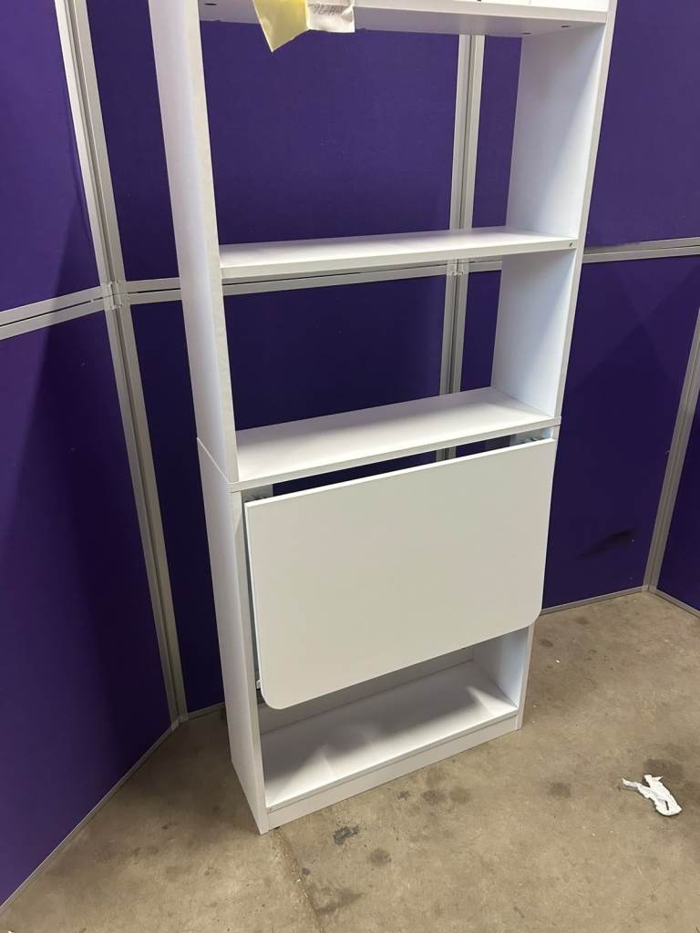 White Wall-Mounted Desk with Shelves – New