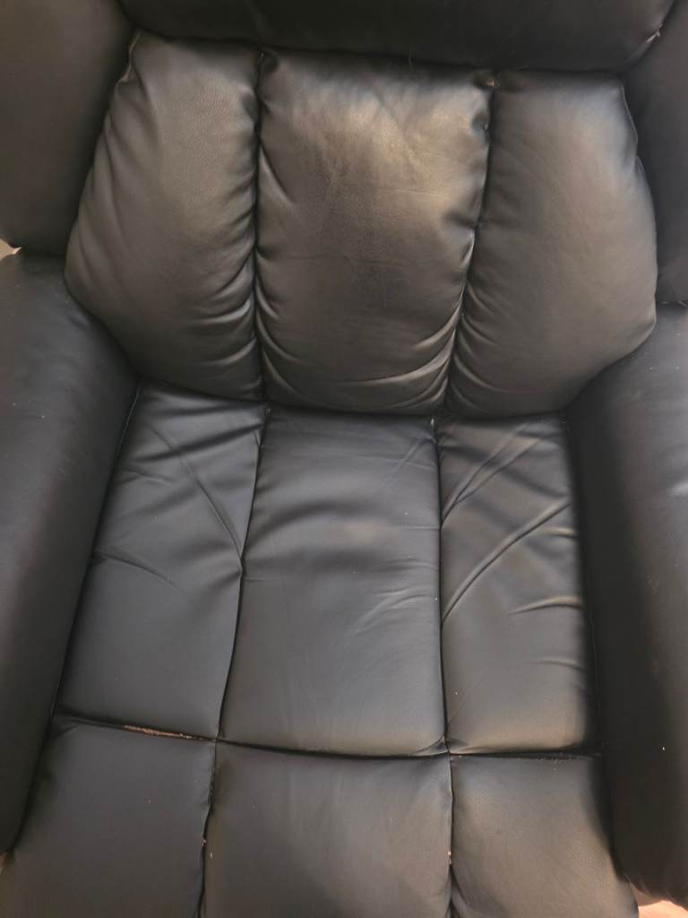 Black Faux Leather Recliner Armchair with Massage Function