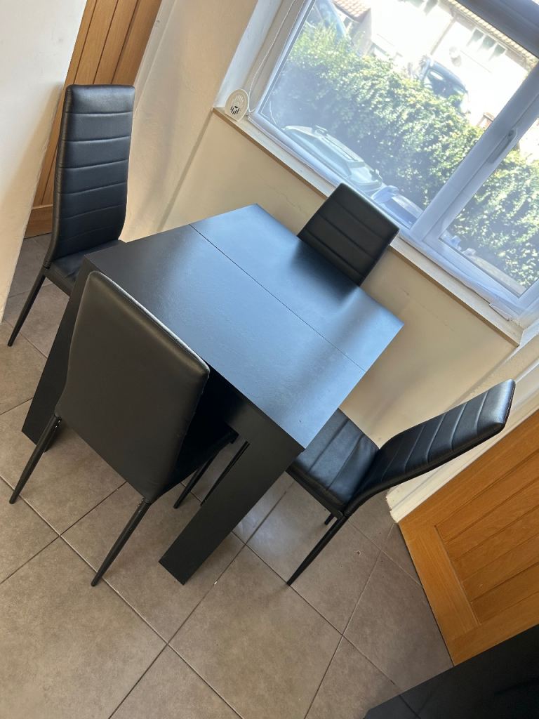 Black Dining Table and 4 Chairs