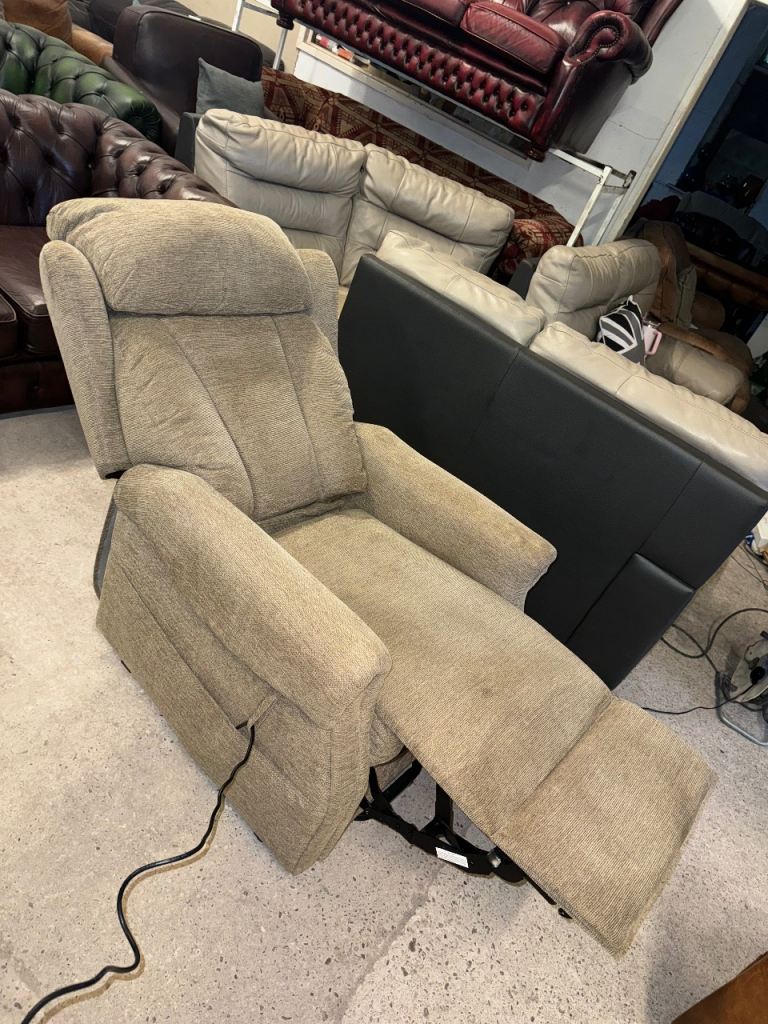 Ableworld grey beige fabric eletric riser recliner chair