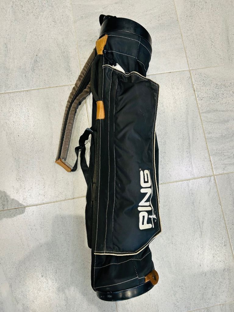 Vintage PING KARSTEN PENCIL GOLF BAG / SUNDAY CARRY.  4 way • Single strap.