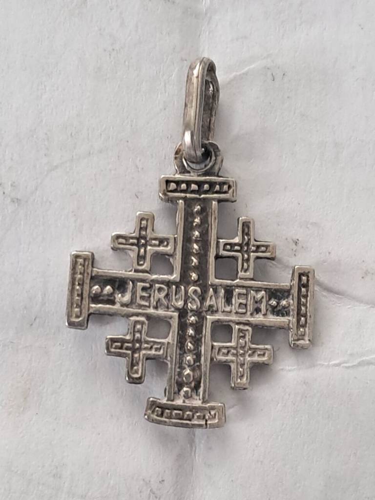 Vintage Jerusalem cross Stamped Silver pendant
