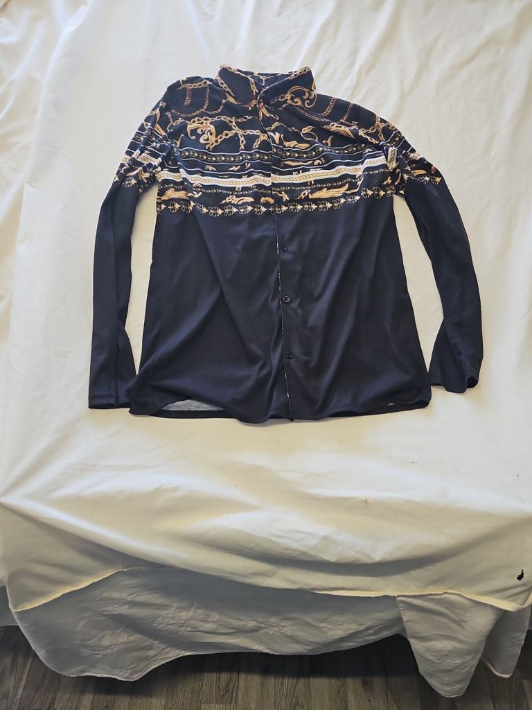 boohooMAN Black Baroque Chain Print Long Sleeve Shirt D494